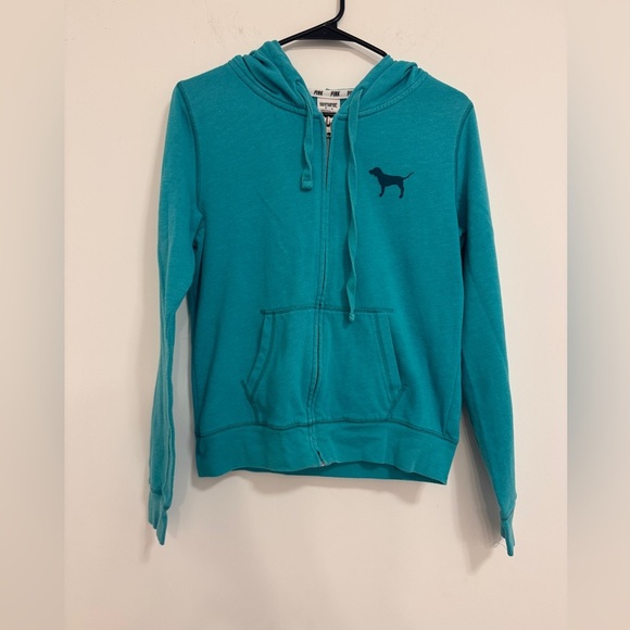 PINK Victoria's Secret Tops - PINK Victoria's Secret Turquoise Hoodie